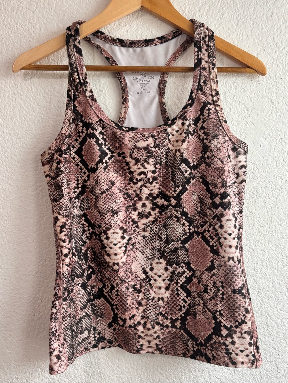Evolution and Creation Pink Black Snake Print Racerback Tank Size Small
